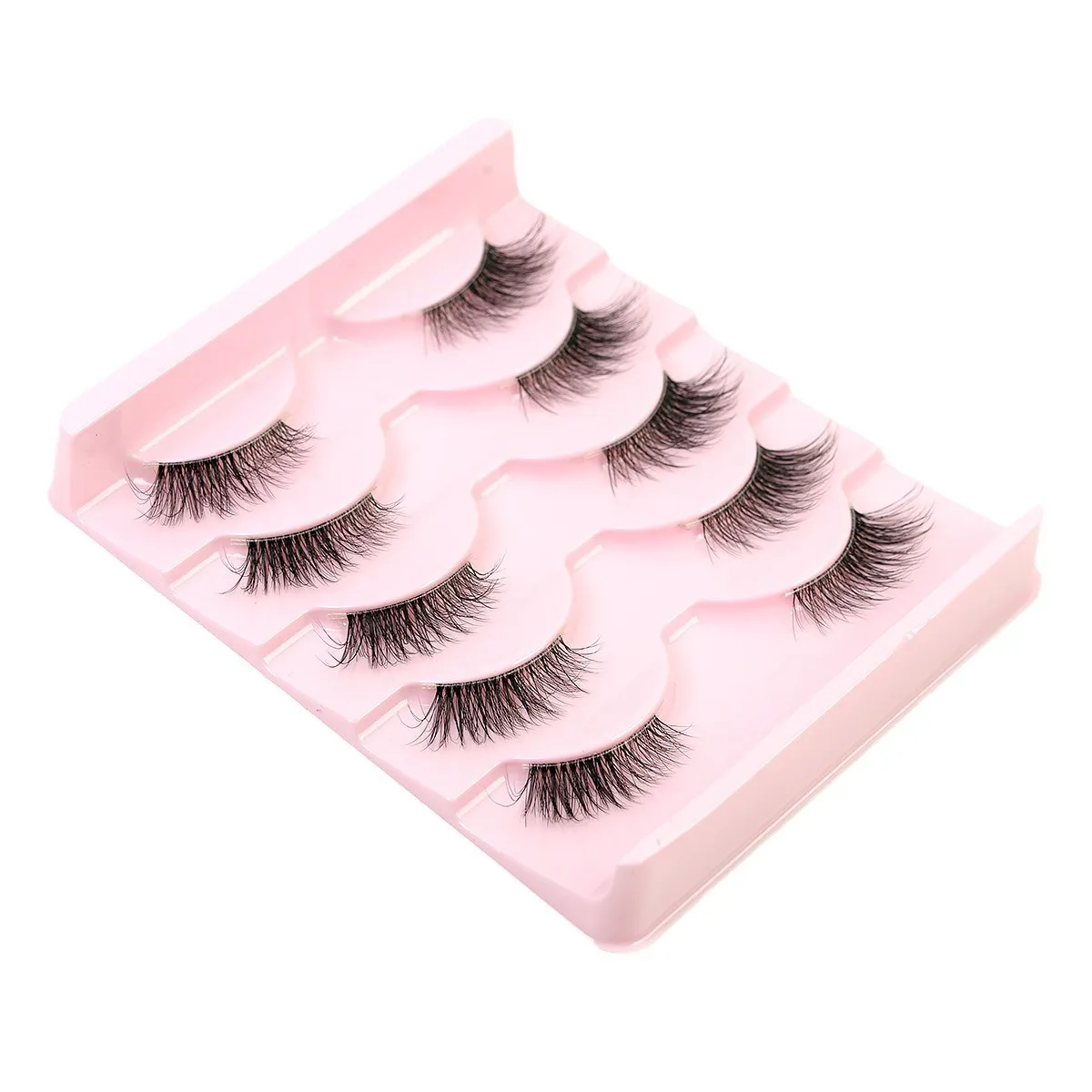 Half Lashes Cat Eye with Clear Band – Natural Volume Fluffy False Eyelashes, Wispy Winged Out 3/4 Corner Lashes for Everyday Wear, Reusable